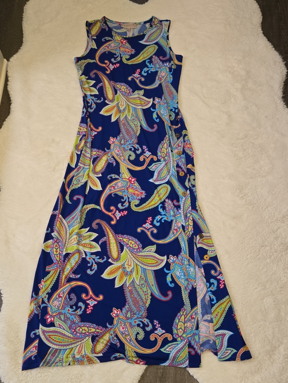 EUC Philosophy Navy Paisley Print Sleeveless Maxi Dress